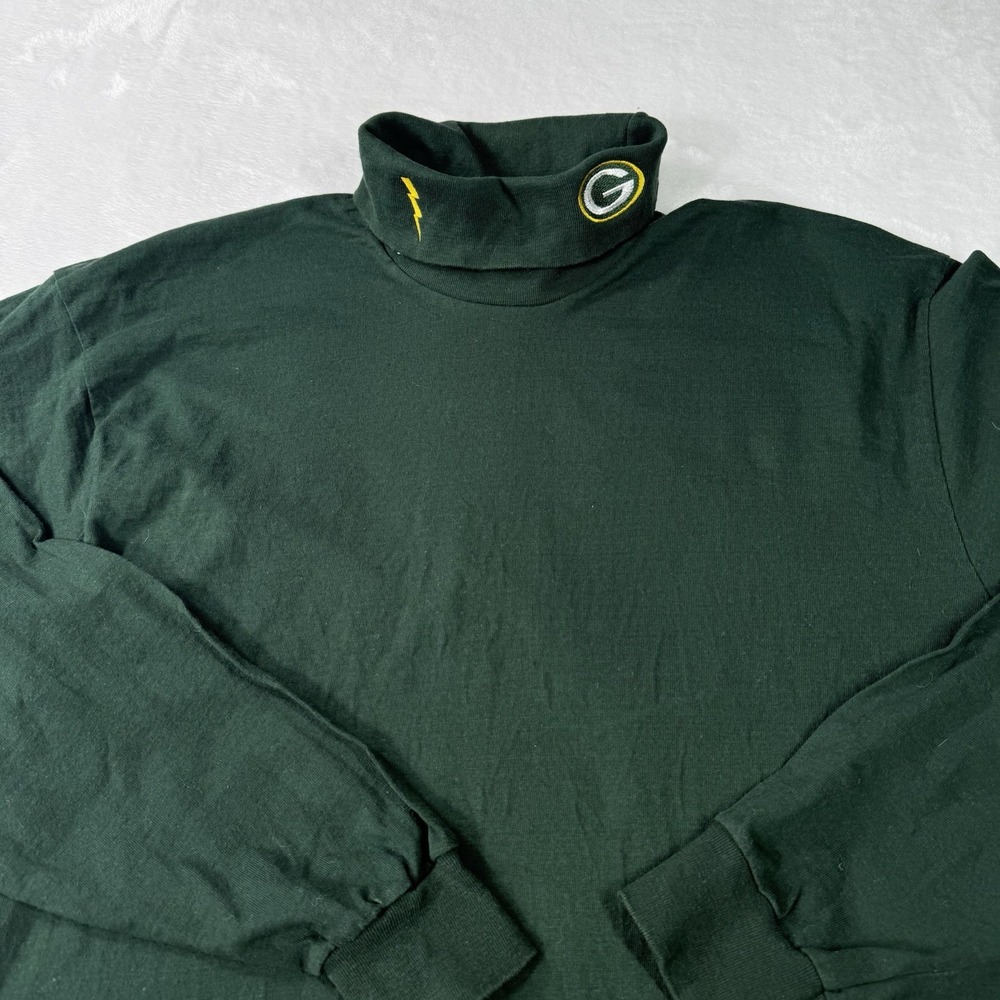 Vintage Pro Player‎ Green Bay Packers Turtle Neck Mens Shirt Large Long Sleeve